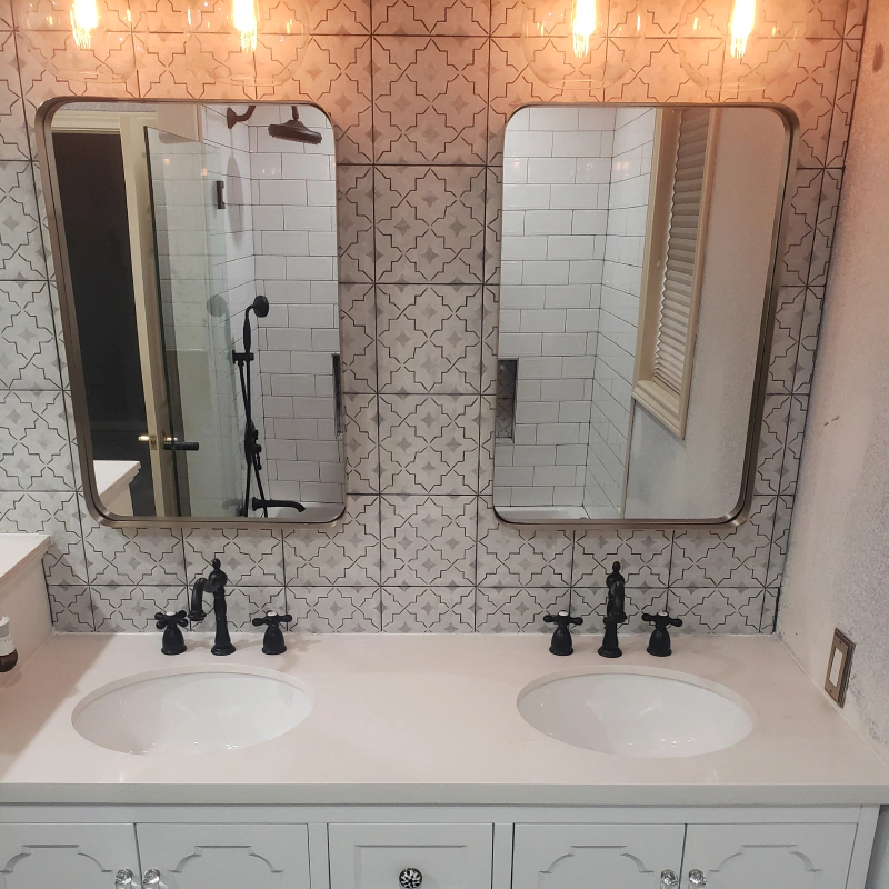 double mirror and bathroom sink with lights van tx